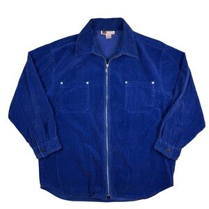 Vintage Faded Glory Fullzip Corduroy Shirt Jacket XL Blue Vtg
